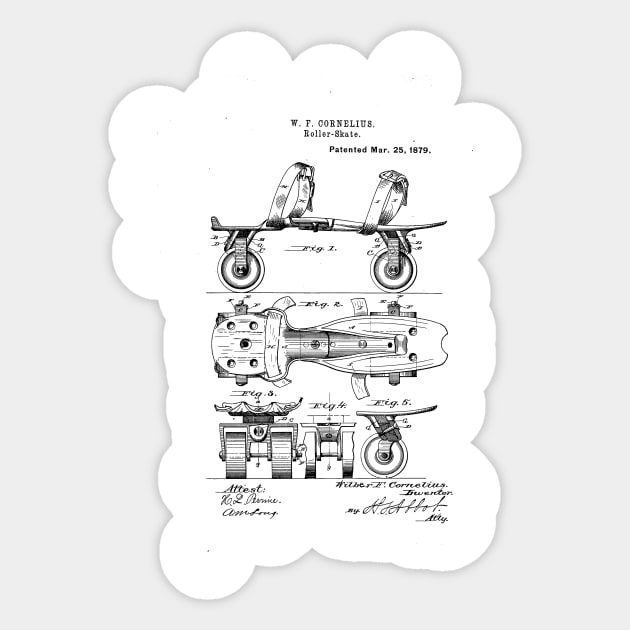 Roller-Skate Design Patent Drawing Sticker by skstring